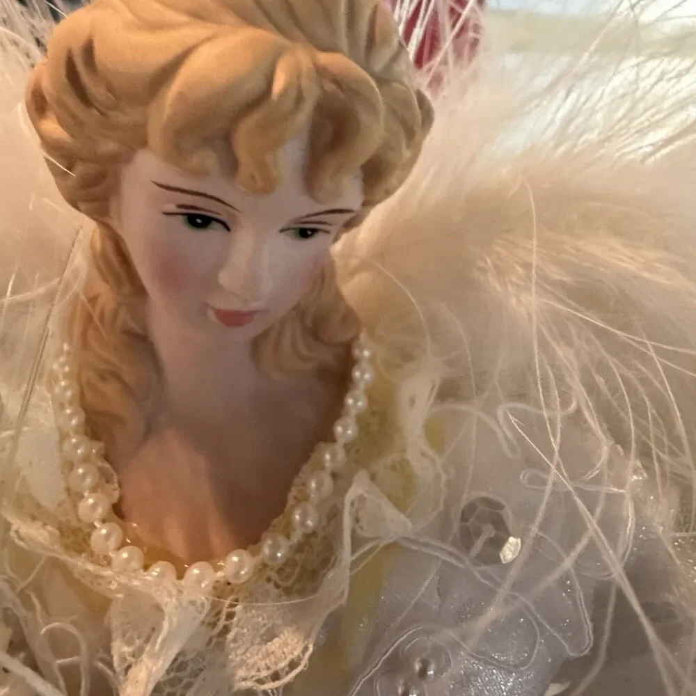 12 in White Light Up Fiber Optic Angel Christmas Tree Topper w power adapter